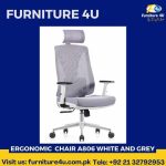 Ergonomic Chair A806 White and Grey